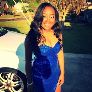 Royal Blue Sequined Prom Dress for sale!